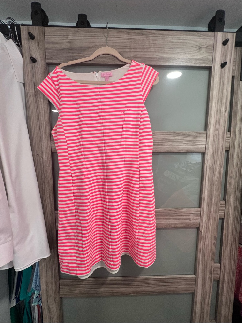 Lilly Pulitzer Pink and White Striped Cap-Sleeve Dress